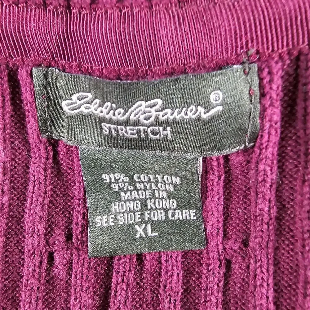Eddie Bauer Mens Sweater Vest Cable Knit V-Neck Stretch Knit Pullover Purple‎ XL